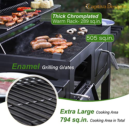 Captiva Designs Extra Large Charcoal BBQ Grill with Oversize Cooking Area(794 sq.in.)