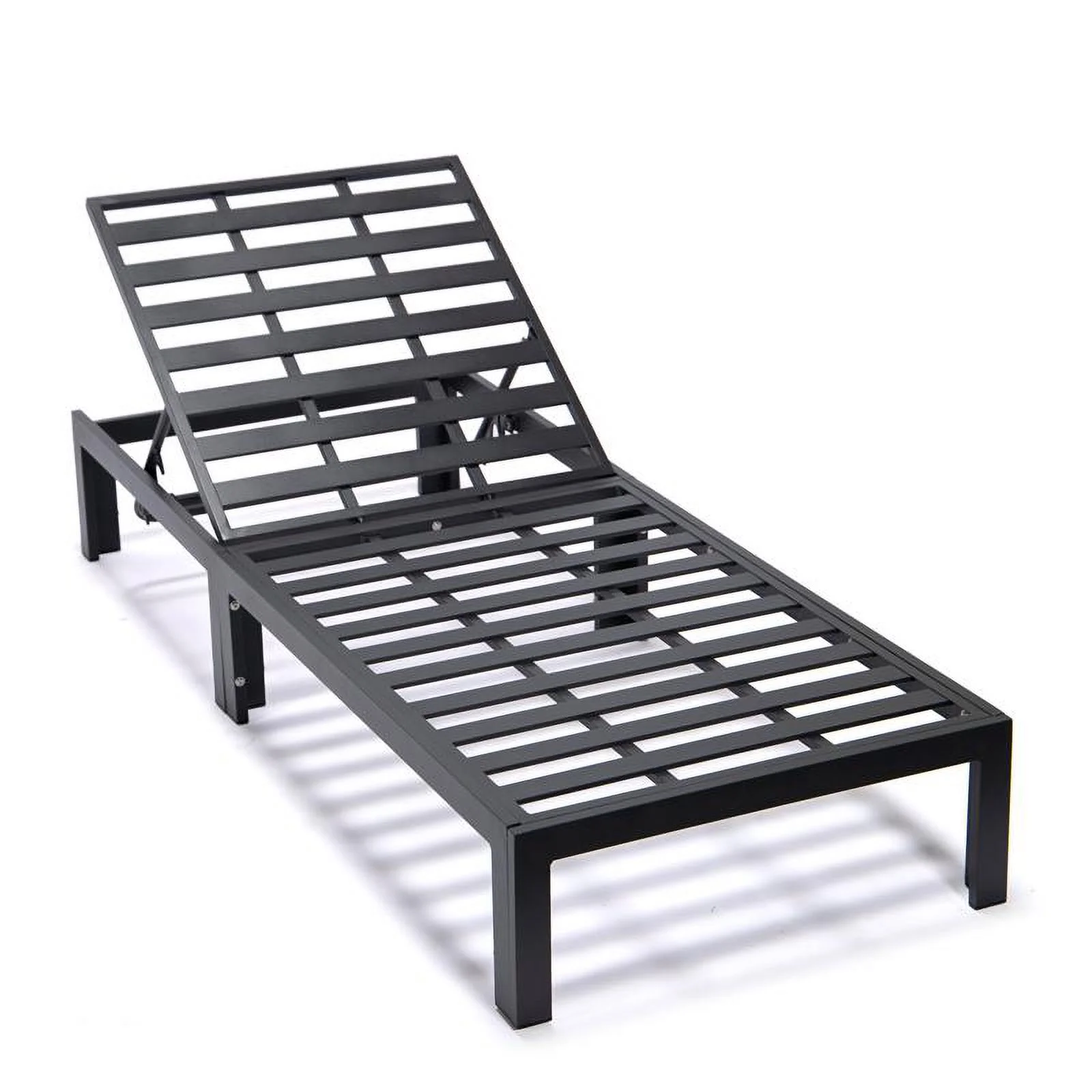 Afuera Living Aluminum Patio Chaise Lounge Chair With Black Cushions