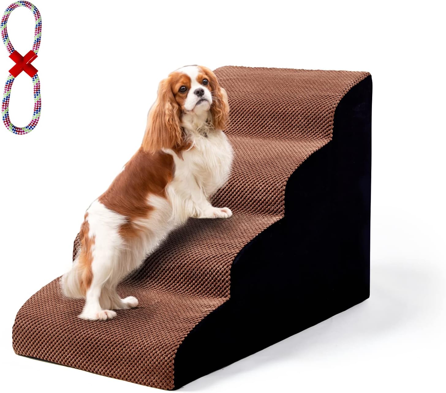 INRLKIT Dog Stairs 4 Tiers Foam Dog Ramps/Steps, Puppy Climbing Ladder Pet Ramp Stairs Step Sofa Bed Ladder for Puppies Small Medium Dogs/Cats