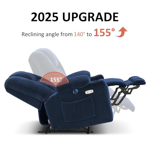MCombo Zero Gravity Power Recliner Chair with Heat and Vibration Massage, Reclining Chair with USB & Type C Ports, Cup Holders for Living Room