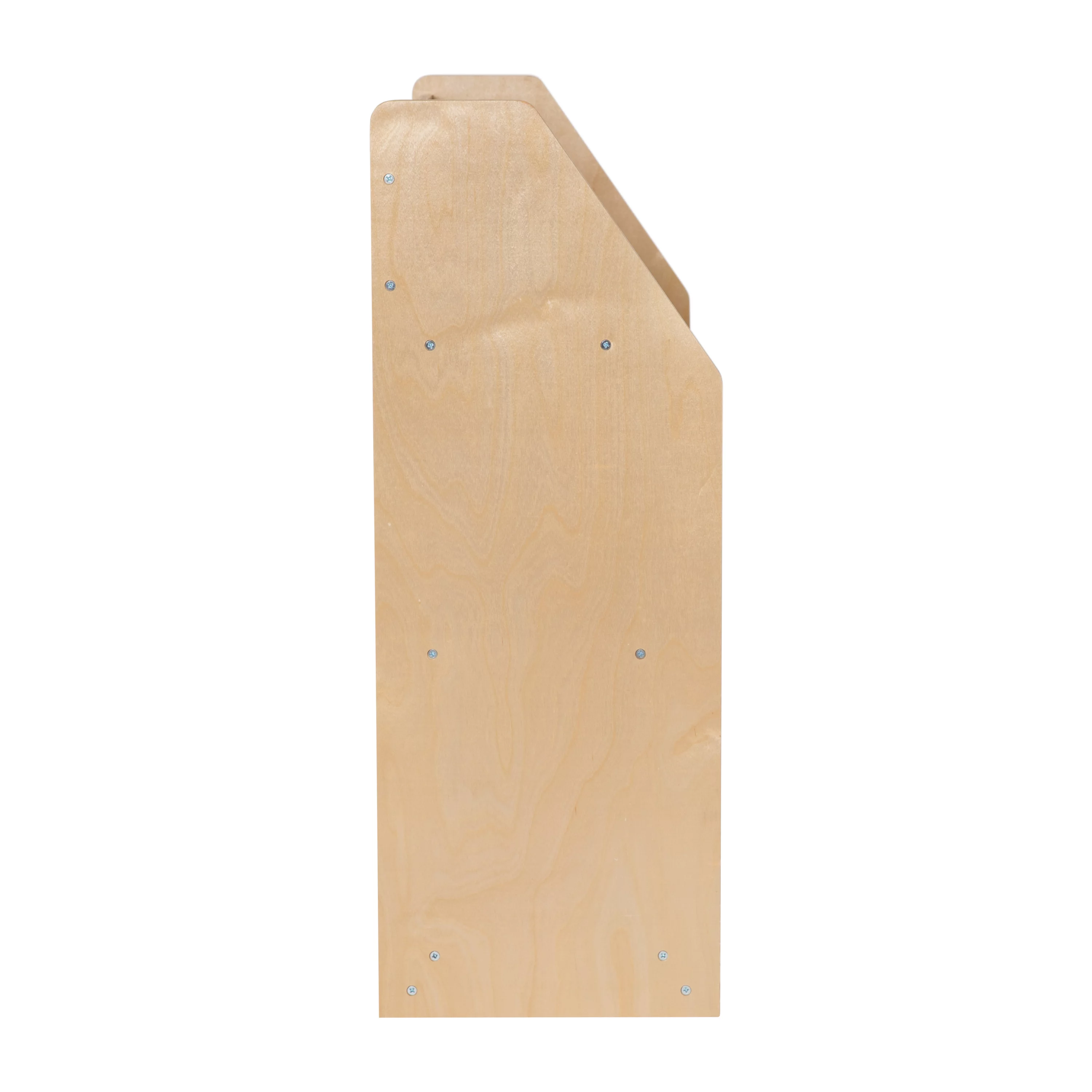 BizChair Natural Wooden 3 Shelf Book Display with Safe, Kid Friendly Curved Edges - Commercial Grade for Daycare, Classroom or Playroom Storage