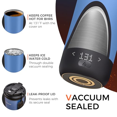 Happiness Self-Heating Travel Mug 20oz,Smart Rechargeable Electric Temperature Control Heated Coffee Cup