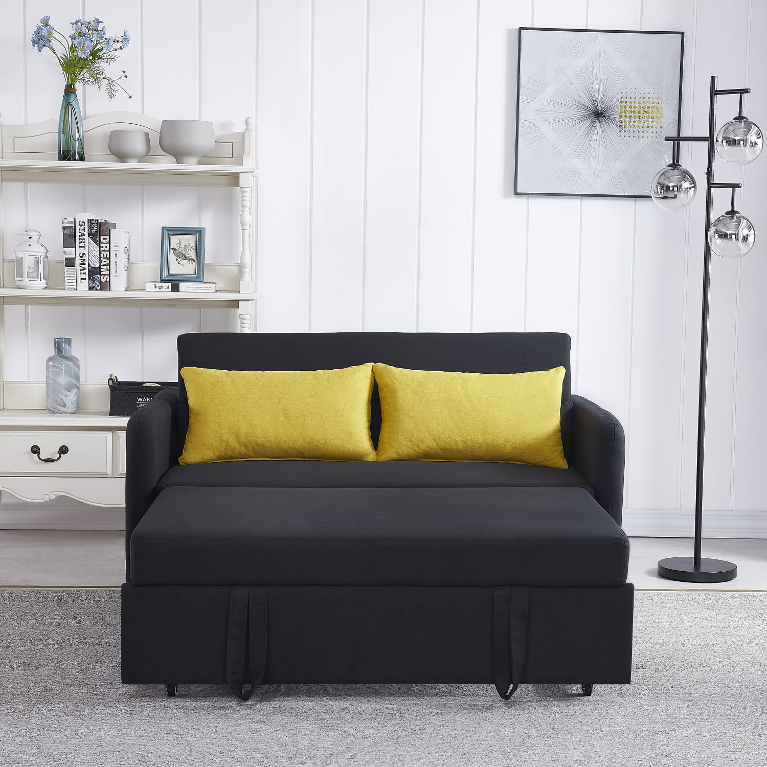 Holaki Velvet Convertible Loveseat Sleeper Sofa Bed with USB