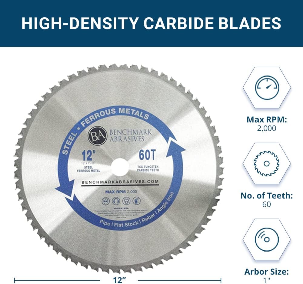 Benchmark Abrasives 14" 80 Tooth Tungsten Carbide Tips Saw Blade for Thin Steel and Ferrous Metals