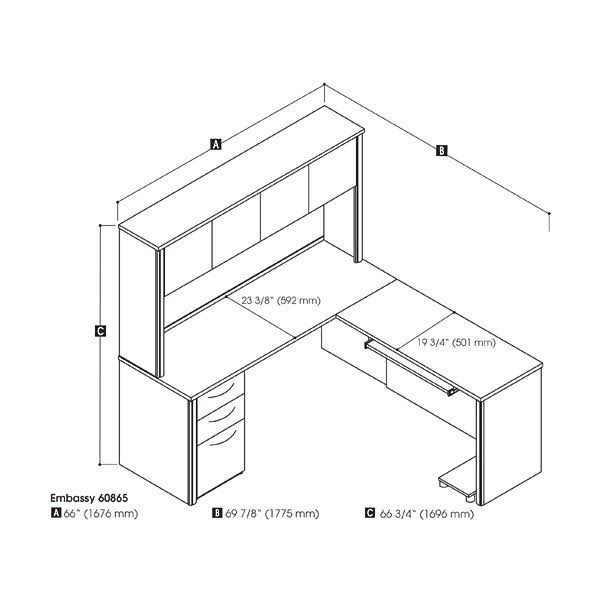 Bestar Embassy L-Shaped Workstation Kit in Tuscany Brown