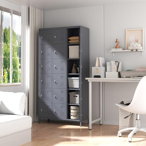 Metal Locker 3 Doors Storage Lockers for Employee,72" Tall Locker with Shelves and Hooks Steel Sports Locker for Office School Office Gym Home Garage