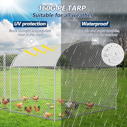 COVERONICS Metal Chicken Coop Run - Outdoor Large Chicken Coop with Waterproof Cover and Security Lock