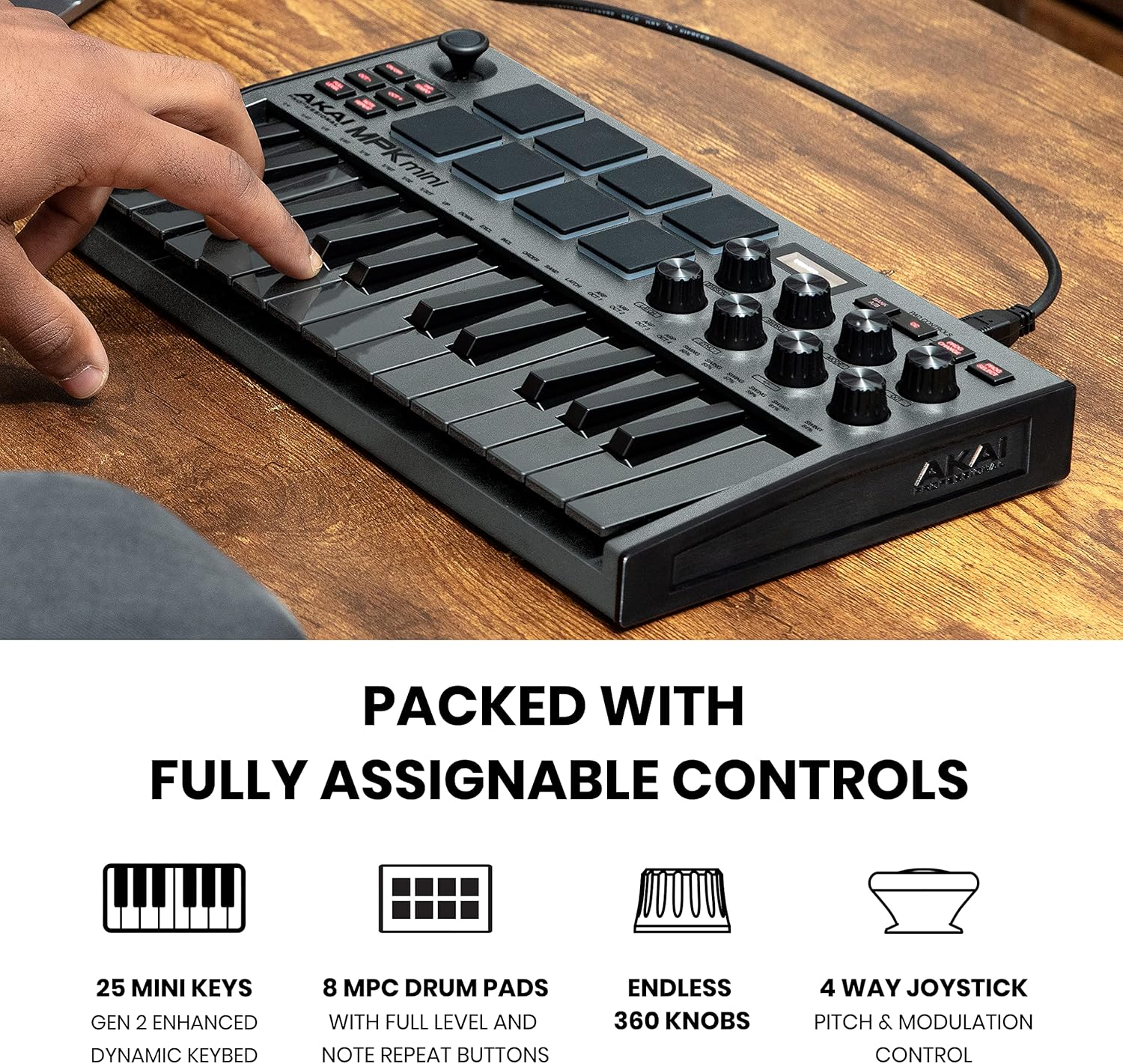 Akai Professional MPC Studio MIDI Controller Beat Maker & Professional MPK Mini MK3-25 Key USB MIDI Keyboard Controller With 8 Backlit Drum Pads