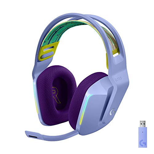Logitech G733 Lightspeed Wireless Gaming Headset, Suspension Headband, Lightsync RGB, Blue VO!CE Mic, PRO-G Audio – Black, Gaming Headset Wireless