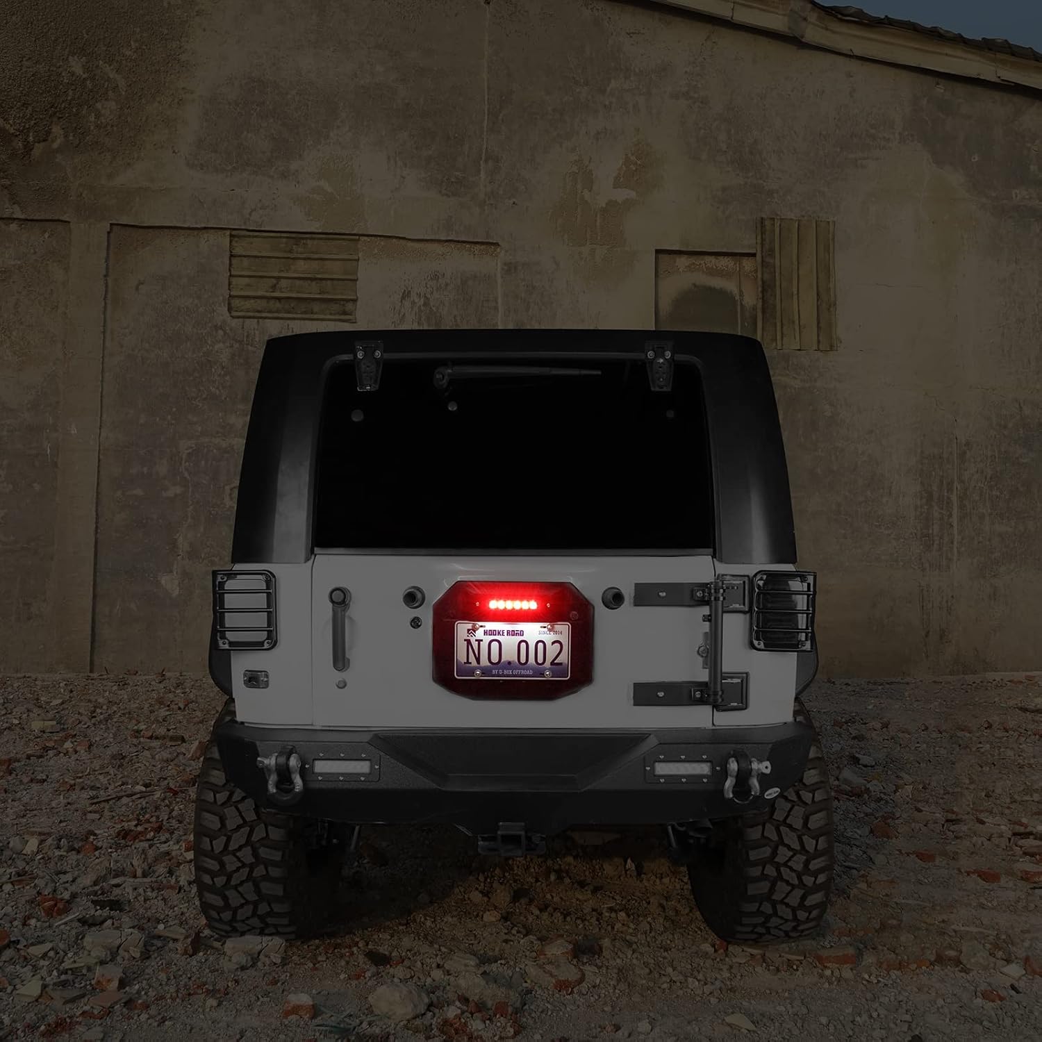 u-Box JK Spare Tire Delete License Plate Relocation Kit w/ 2X Plate Illuminate Light & Third Brake Light for Jeep Wrangler JK 2007-2018 & Unlimited