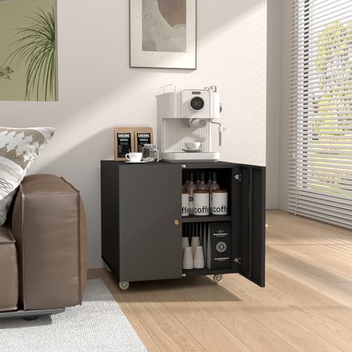 Mobile Mobile Printer Stand with Storage, Lateral Filing Cabinet with Adjustable Shelf