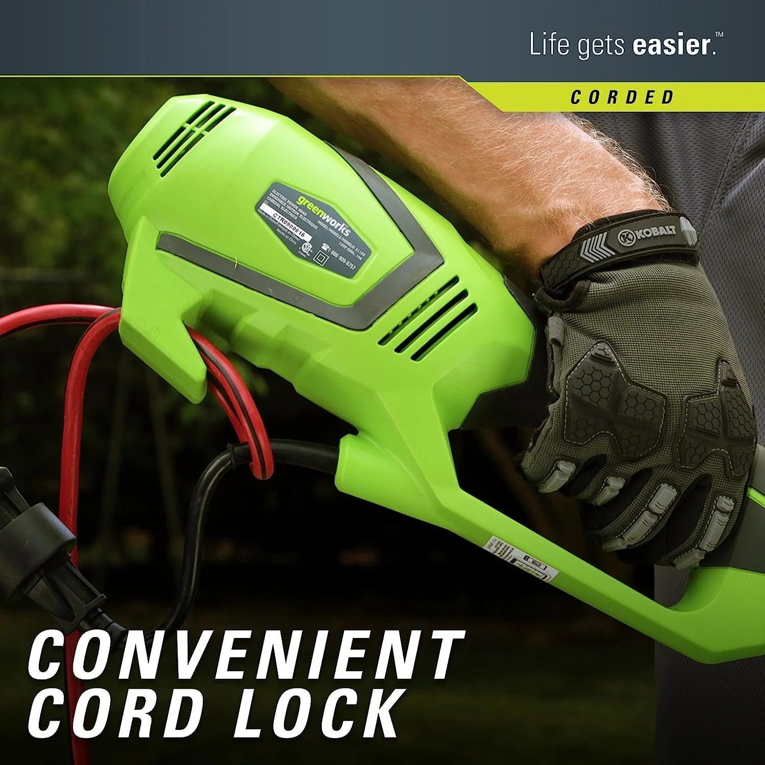 Greenworks 18 Corded Electric 10 Amp Attachment Capable String Trimmer 21142VT