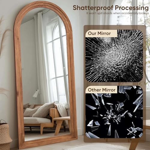 Full Length Mirror, 71"×32" Wooden Mirror Full Length with Stand Wood Floor Mirror, Oversized Stand Up Mirrors Large Wall Mirrors