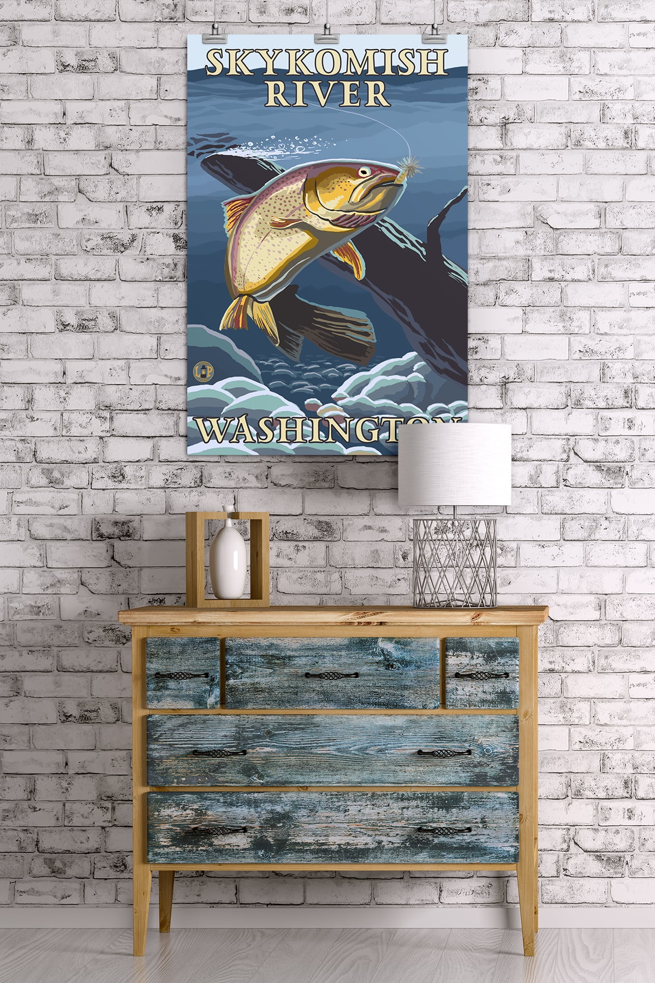 Trout Fishing Cross-Section - Skykomish River, WA - LP Original Poster (24x36 Giclee Gallery Print, Wall Decor Travel Poster)