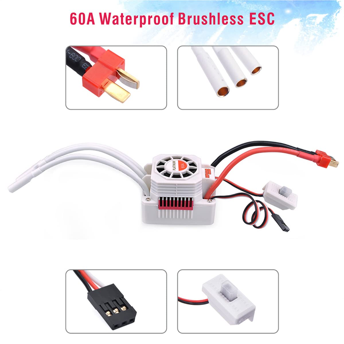 3650 3900kv Brushless Motor ESC: Waterproof Sensorless Motor with 60A ESC & Programming Card Combo Fast Motor Electric High Speed Controller for 1/10