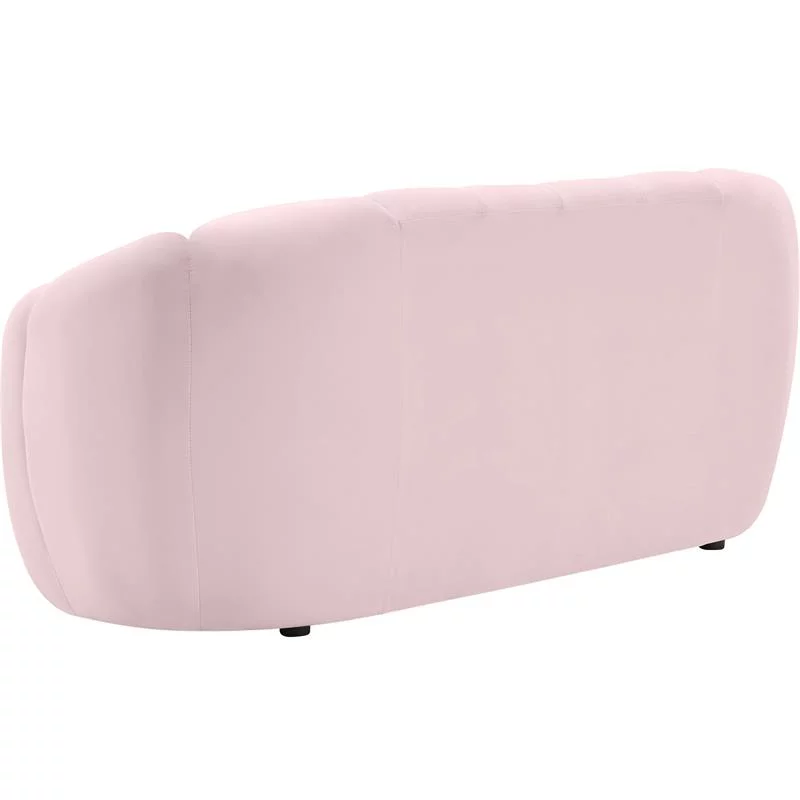 Maklaine Contemporary Upholstery Pink Velvet Loveseat