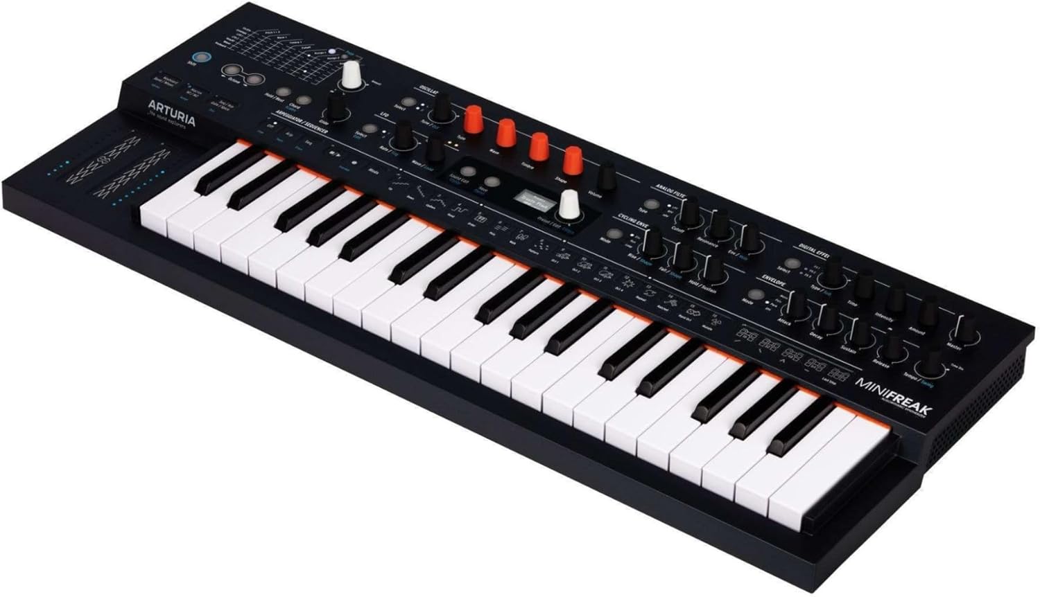 Arturia MiniFreak 37-Key Hybrid Synthesizer Bundle with Closed-Back Headphones, Sustain Pedal, MIDI and 1/4" TRS Cables (7 Items)