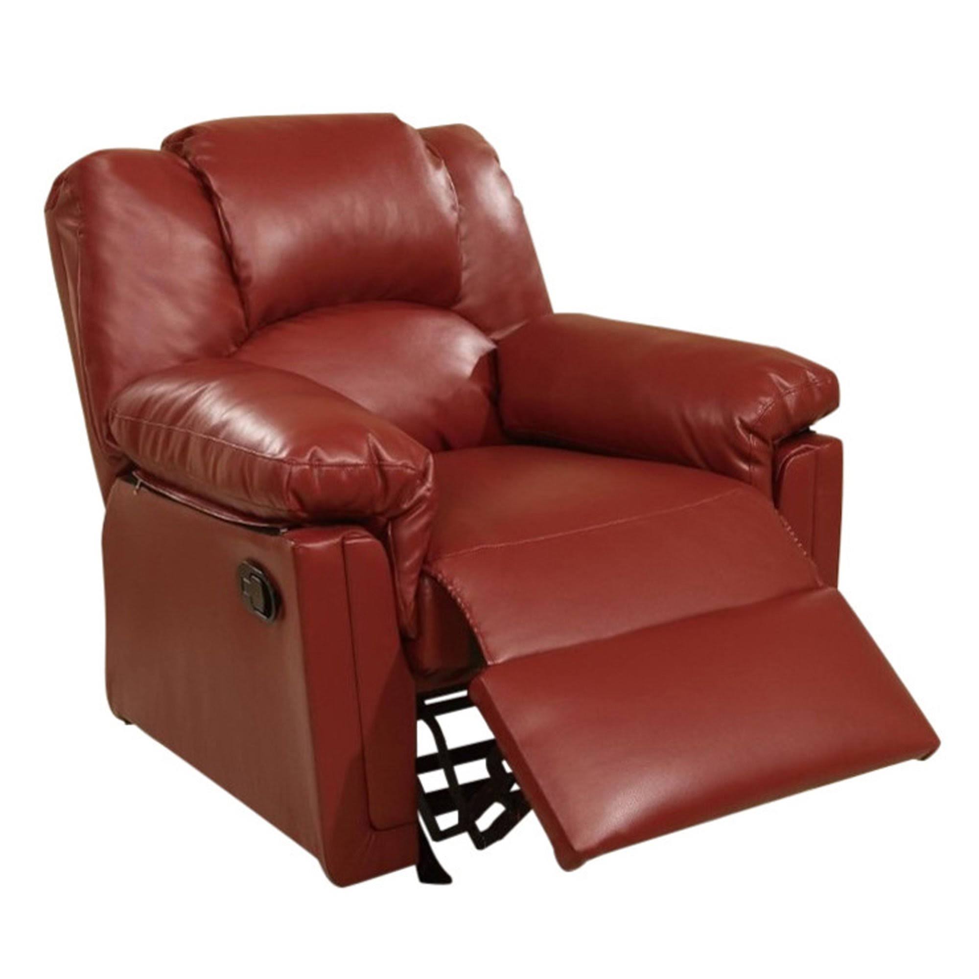 Benzara Bm171428 Bonded Leather Rocker/Recliner Red