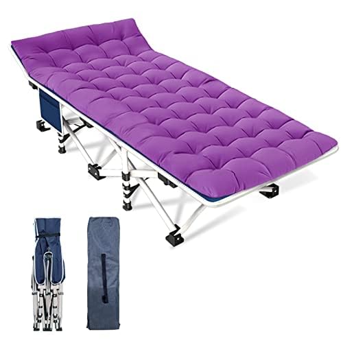 2 Pack Camping Cot with Mattress Comfortable Cot Bed Folding Cot Heavy Duty Cots for Sleeping with Carry Bag for Adults Kids Guest Bed Outdoor Indoor