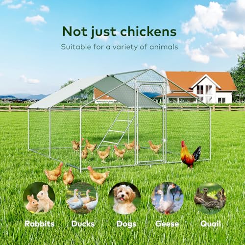 Large Metal Chicken Coop with Waterproof and UV-Resistant Cover