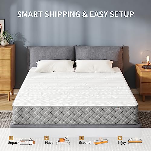 Full Mattress, 12 Inch Full Size Mattress with Cooling-Gel Memory Foam &Pocket Spring Hybrid, CertiPUR-US Certified, Medium Firm