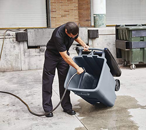 Rubbermaid Commercial Products BRUTE Rollout Heavy-Duty Wheeled Trash/Garbage Can, 50-Gallon, Gray