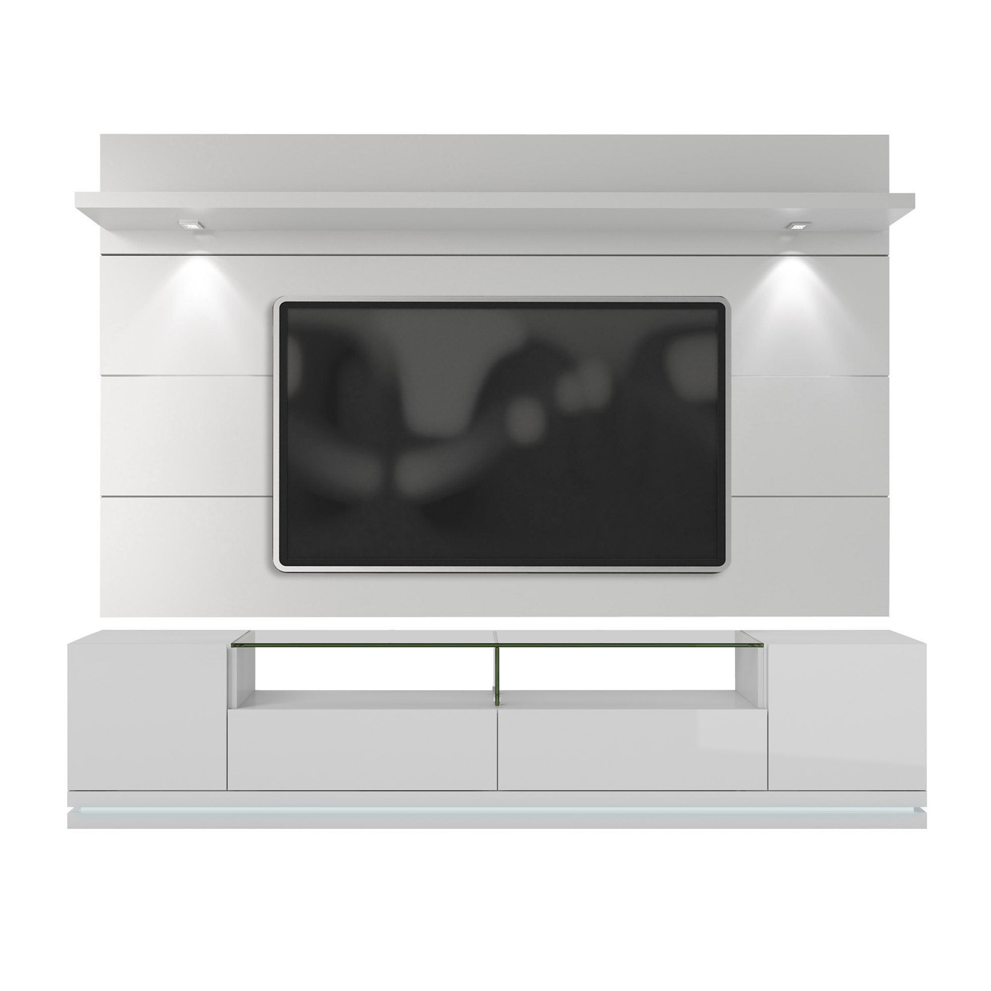 【Furniture】Vanderbilt TV Stand and Cabrini 2.2 Floating Wall TV Panel with LED Lights