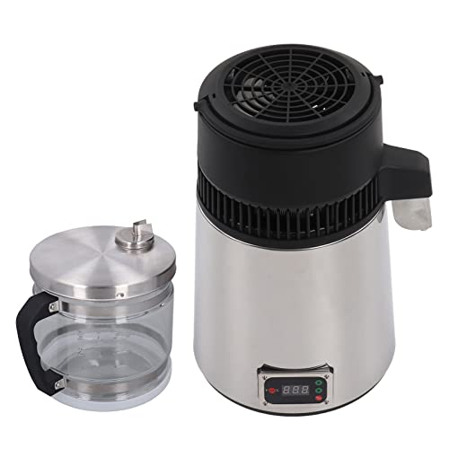 4L Water Distiller, 4L SUS304 Water Distiller, 750W Distilled Water Device, Stainless Steel Water Distiller with Double Button, Filter Cartridges