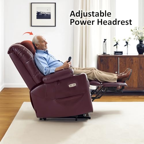 MCombo Large Triple Motor Power Lift Recliner Chair with Massage and Dual Heating, Adjustable Headrest for Tall Elderly People
