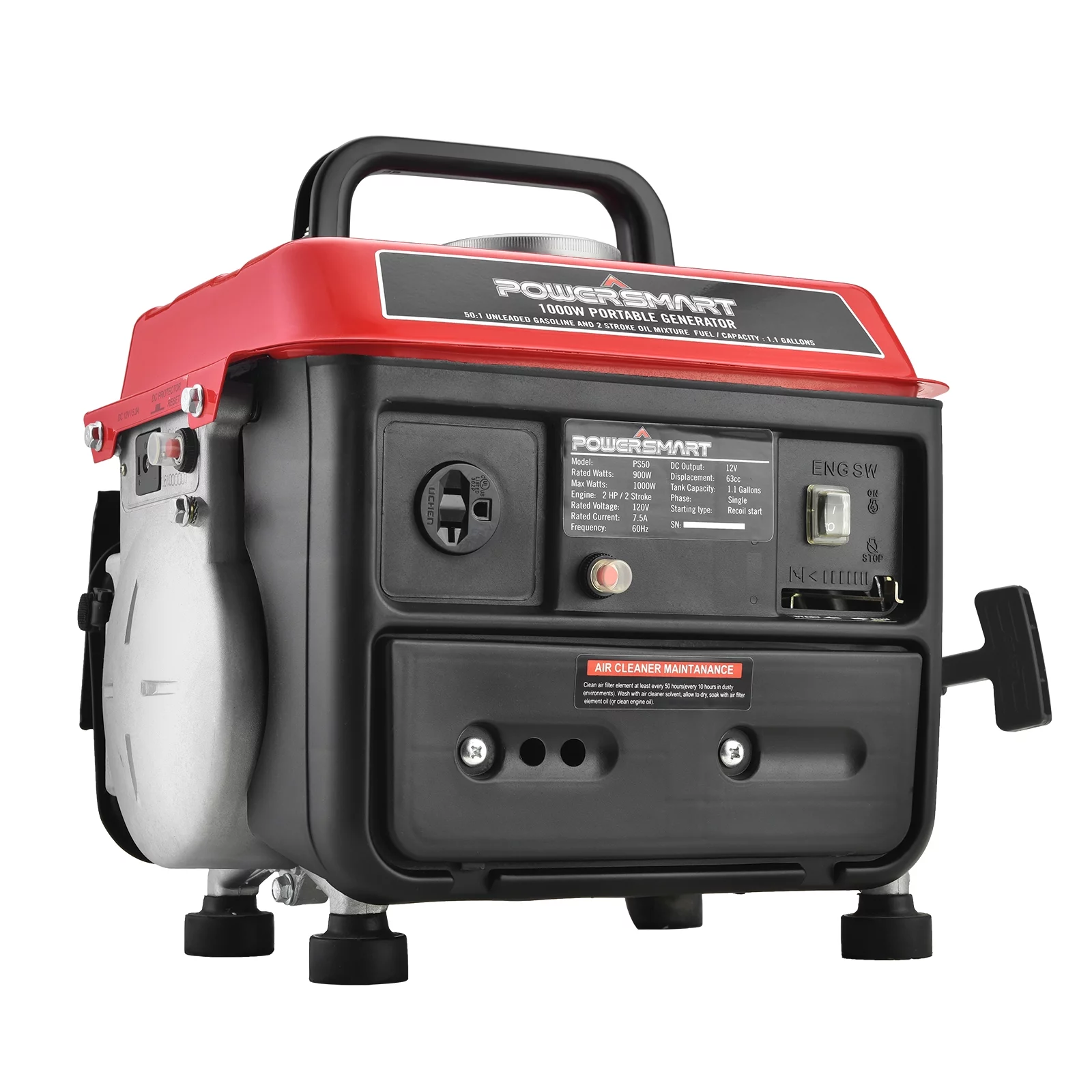 PowerSmart 1200W Portable Generator, Inverter Generator, Gasoline Powered Portable Generator, Low Noise