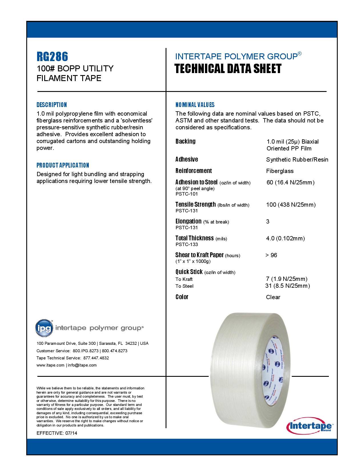 Intertape Rg286 Strapping Tape - Full Case - 48mm x 60yd - 24 Rolls