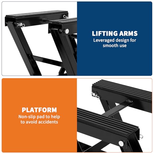 Hydraulic Motorcycle Lift Jack, GARVEE 1500 LBS Capacity Steel ATV Lift Stand Hoist with Wheels