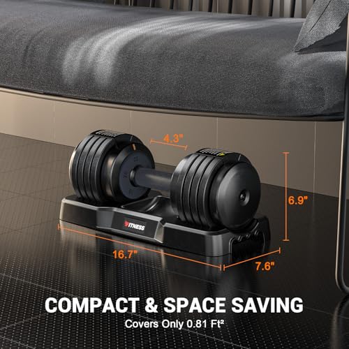 Adjustable Dumbbells Set of 2, 1-Sec Adjustable Weights Dumbbells Set, 5 in 1 Free Dumbbell with Anti-Slip Texture Handle