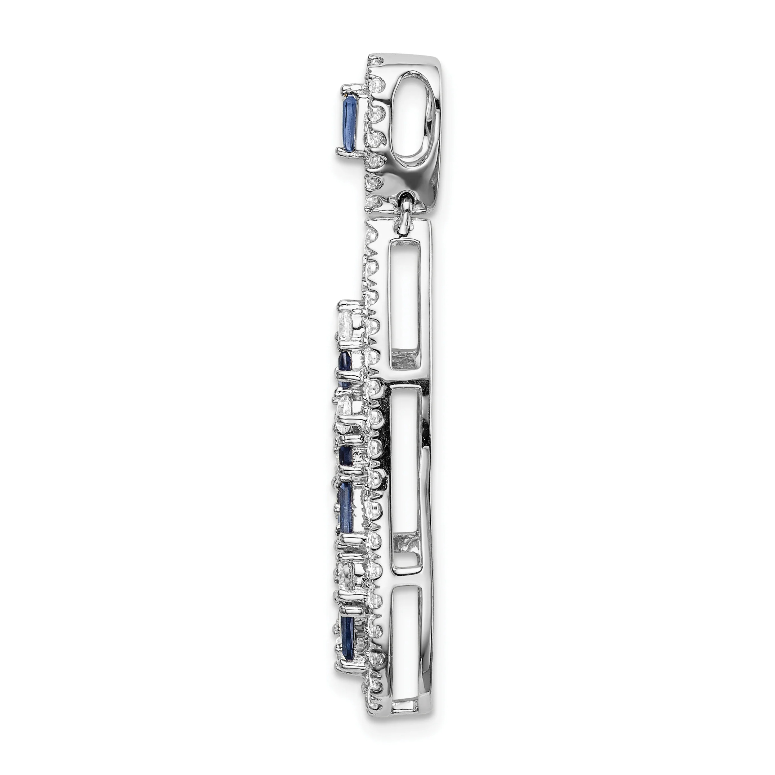 14K White Gold Lab Grown Diamond SI1/SI2, G H,  Cr Sapphire Teardrop Pe
