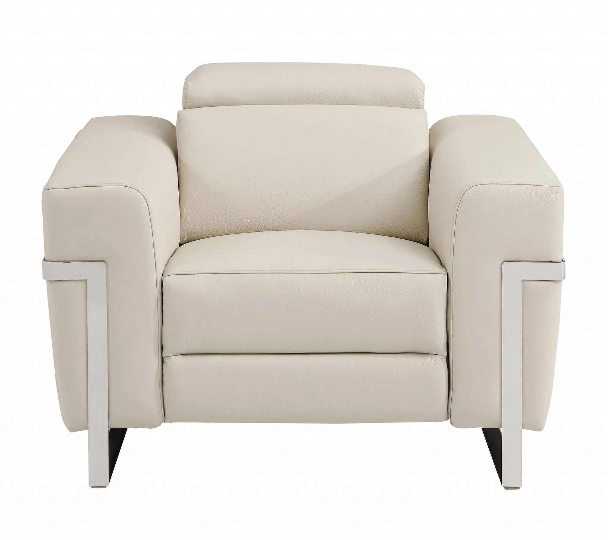 HomeRoots  Beige Italian Leather Six Person Seating Set - 3 Piece
