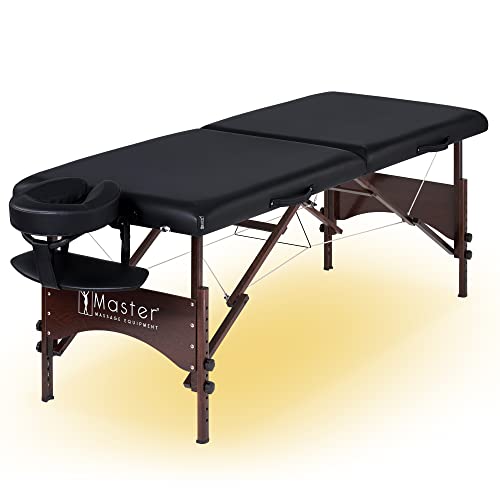 Master Massage 28" Argo Portable Massage Table in Cream with Walnut Legs- Spa Bed for Tabletop Exercise & Massage- Beauty Bed Tattoo Bed- Lash Table