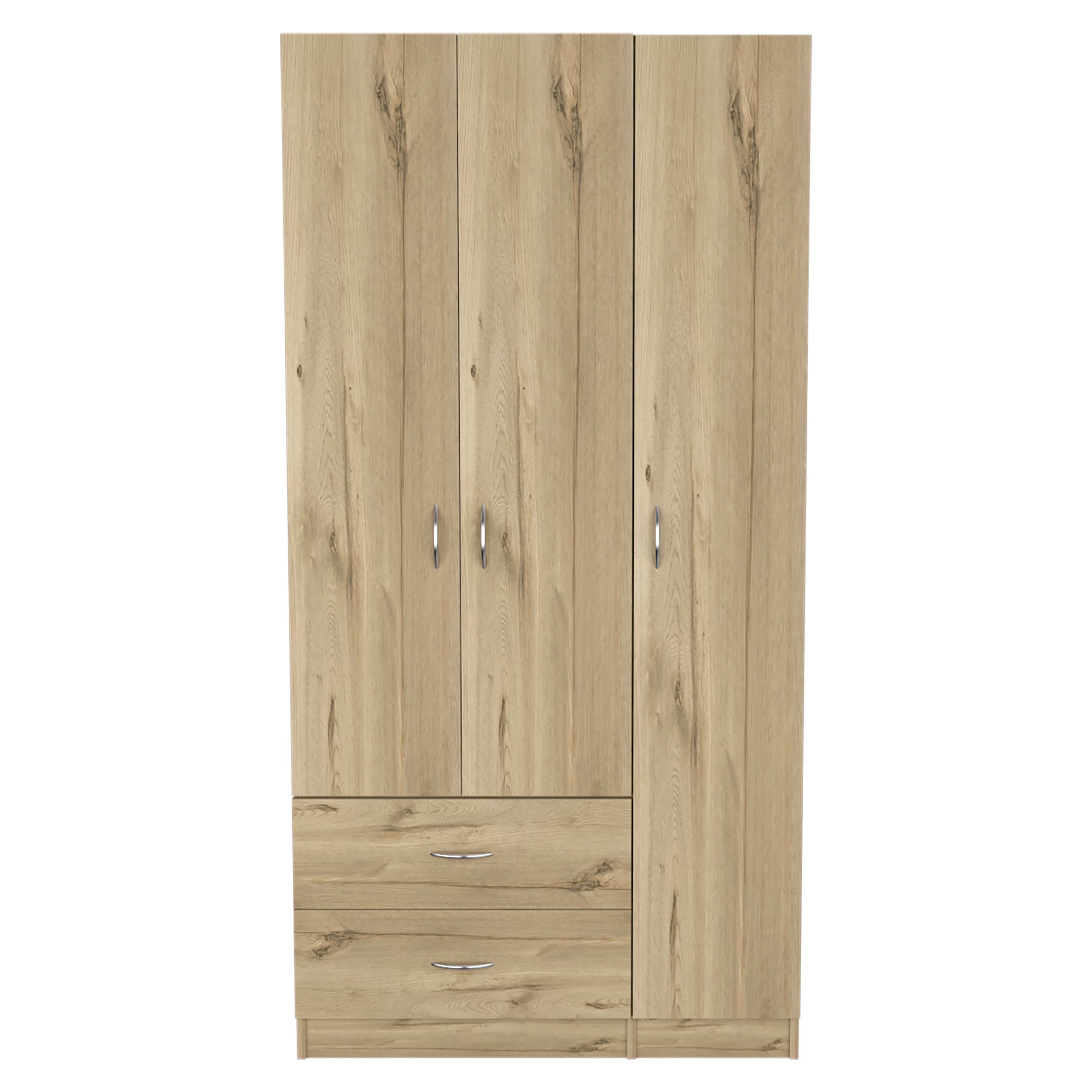 Boahaus Dortmund Modern Beige Bedroom Armoire, 3 Swing Opening Doors, Manufactured Wood