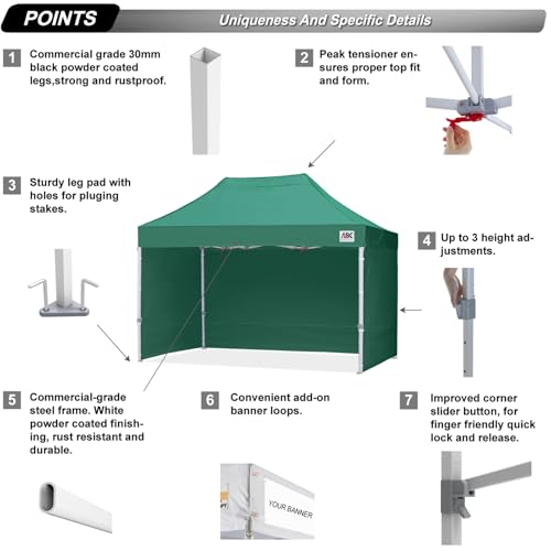 ABCCANOPY Easy Pop Up Canopy Tent with Sidewalls 10x10 Commercial -Series, White