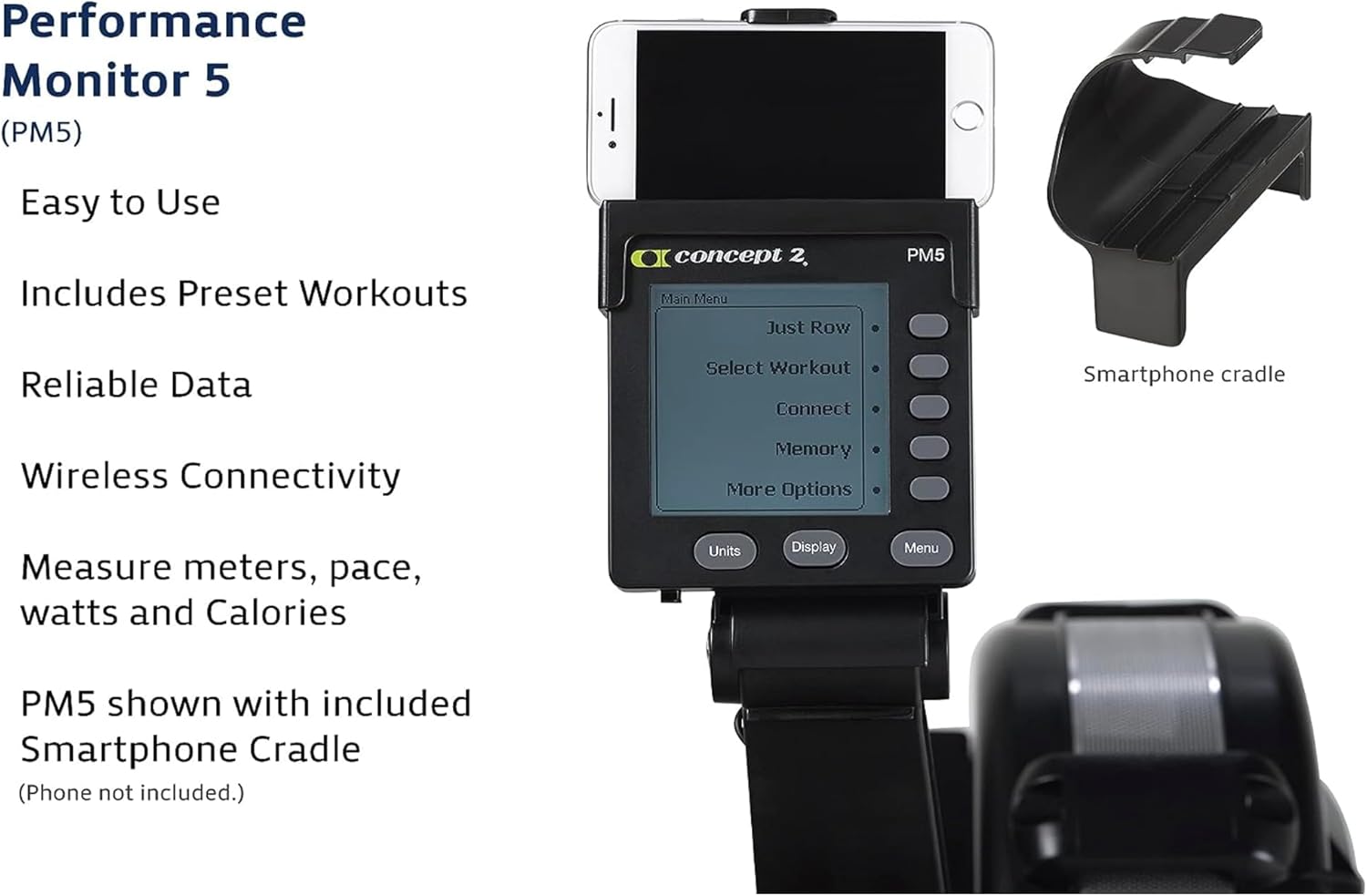 Concept2 RowErg Model D Indoor Rowing Machine - PM5 Monitor, Device Holder, Adjustable Air Resistance, Easy Storage with FitXion Seat Cushion
