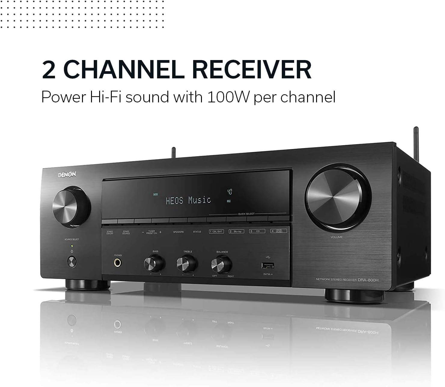 Denon DRA-800H 2-Channel Stereo Network Receiver for Home Theater | Hi-Fi Amplification | Connects to All Audio Sources | Latest HDCP 2.3 Processing