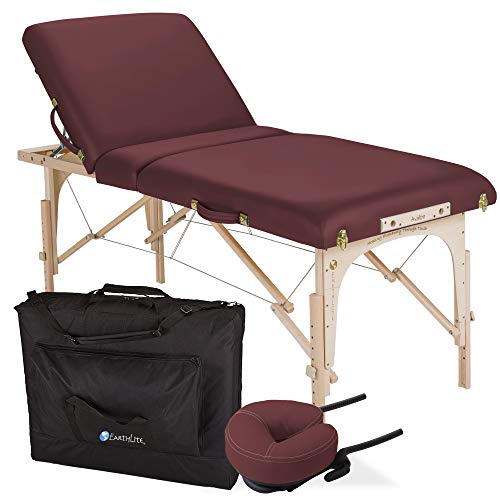 EARTHLITE Portable Massage Table Package AVALON – Reiki Endplate, Premium Flex-Rest Face Cradle & Strata Cushion, Carry Case (30”x73”)