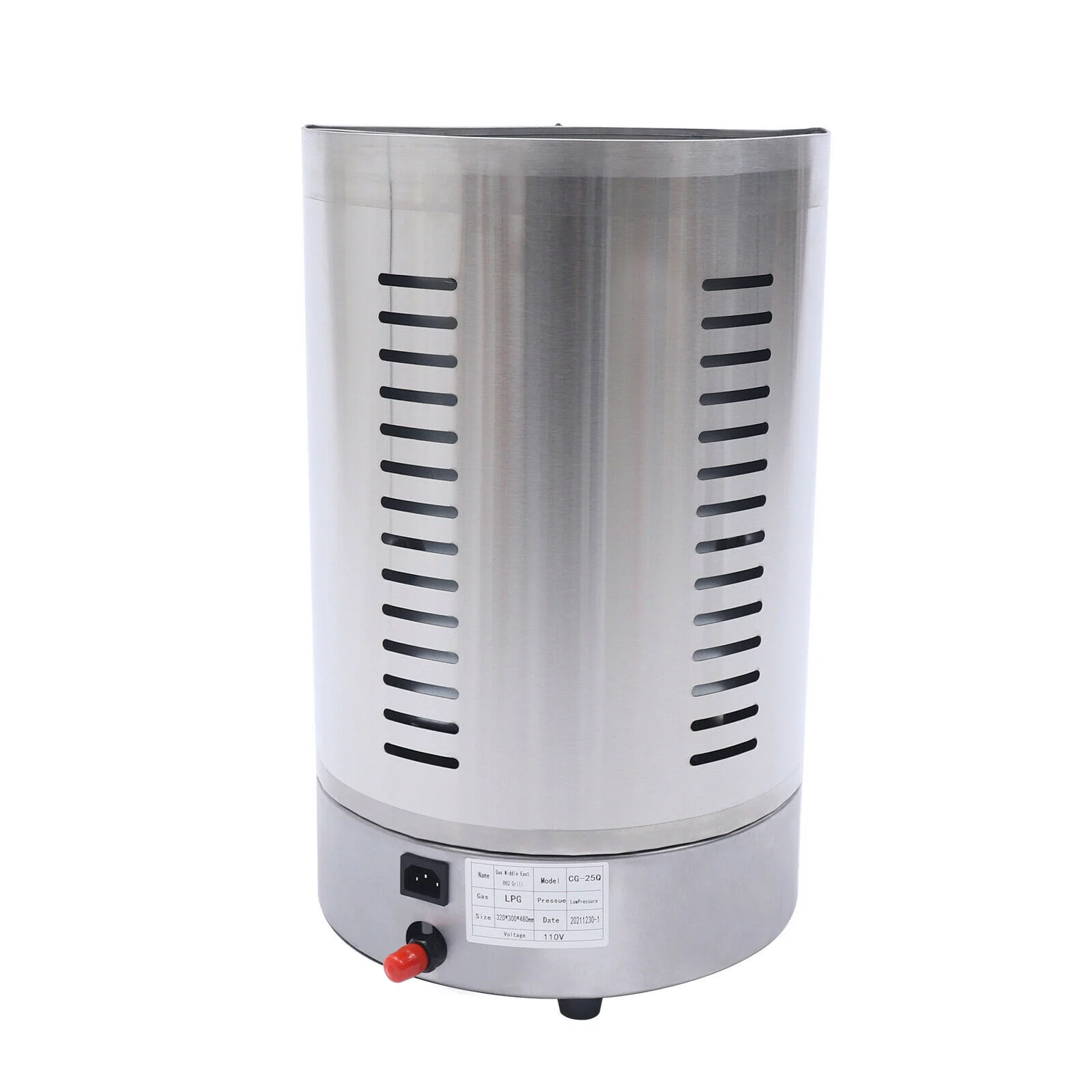 Fichiouy Vertical Gas Broiler Shawarma Machine Doner Kebab Gyro Grill Rotisserie Machine 3KW Silver