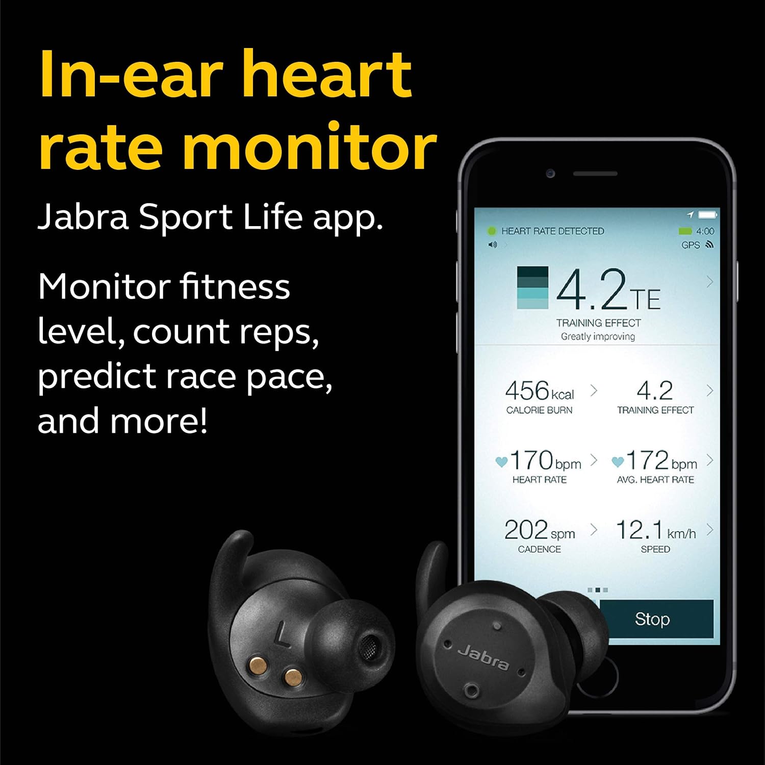 Jabra Elite Sport Earbuds – Waterproof Fitness & Running Earbuds with Heart Rate and Activity Tracker