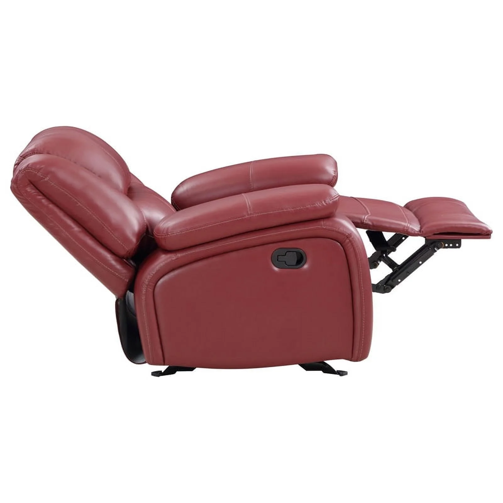 Coaster Transitional Upholstered Faux Leather Glider Recliner in Red