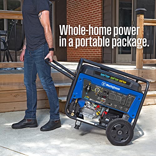 Westinghouse 12500 Peak Watt Tri-Fuel Home Backup Portable Generator, Remote Electric Start, Transfer Switch Ready, Gas, Propane