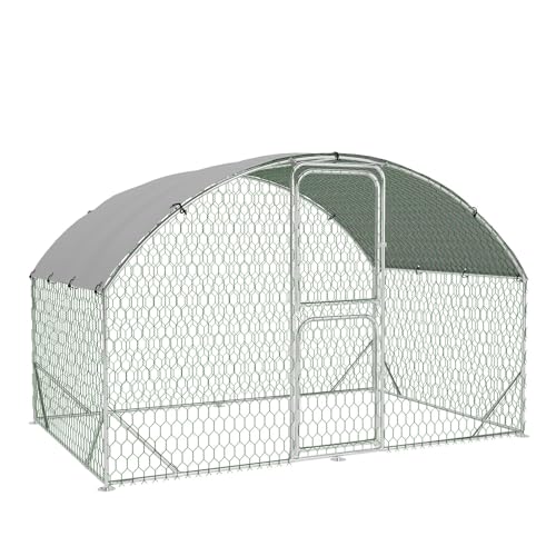 Large Metal Chicken Coop with Run,9.8×13.1×6.6ft Walk-in Poultry Cage