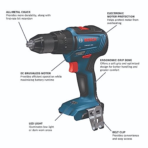 BOSCH GSB18V-490N 18V EC Brushless 1/2 In. Hammer Drill/Driver