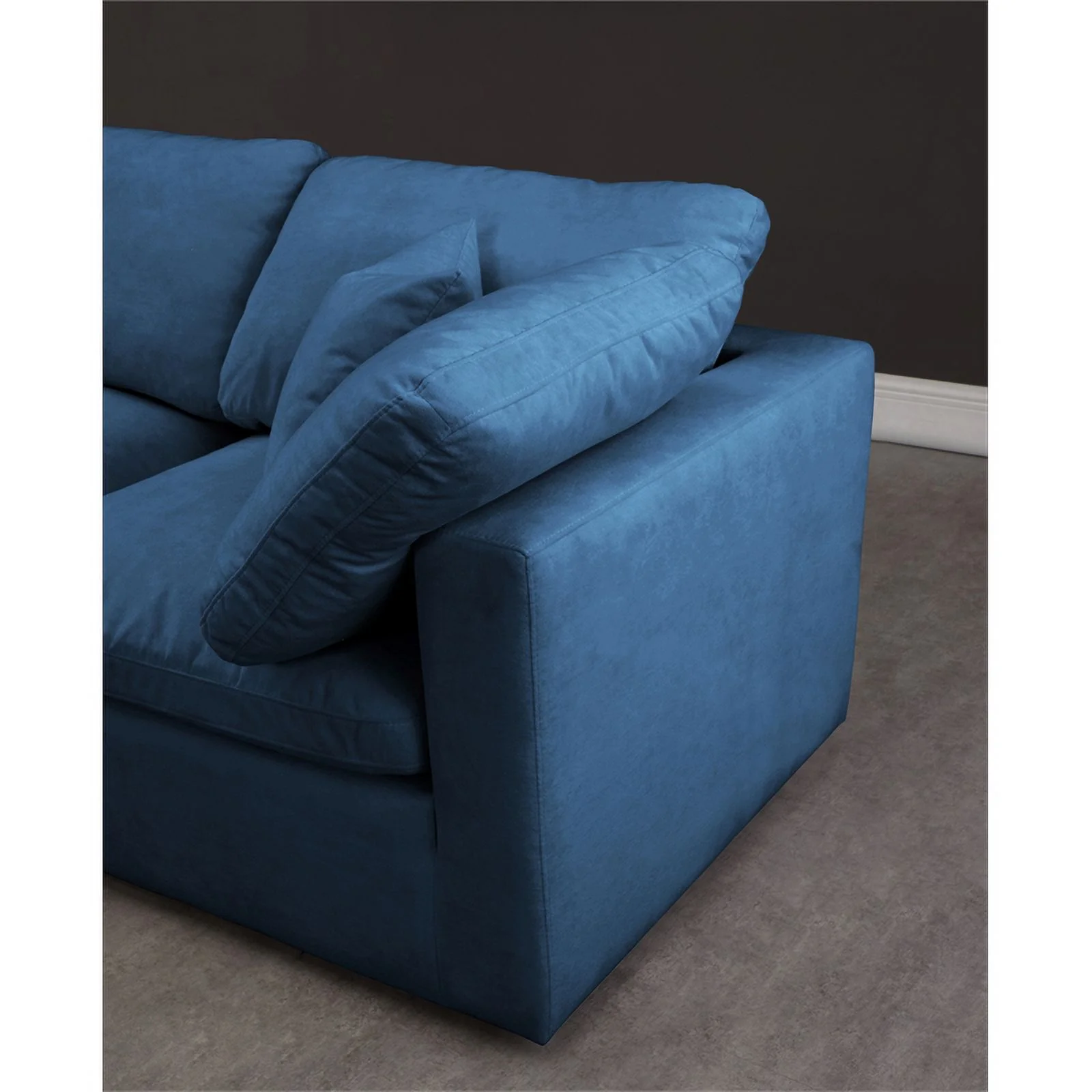 Meridian Furniture Plush Contemporary Velvet Modular Sectional in Navy