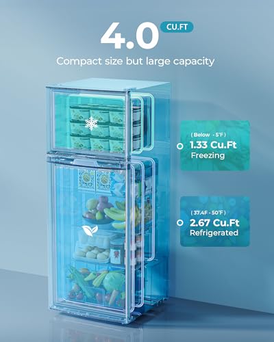 EUHOMY Mini Fridge with Freezer, 3.2 Cu.Ft Mini Refrigerator, Dorm Fridge with 2 Door For Bedroom/Apartment/Office-Food Storage Cooling Drink, Black