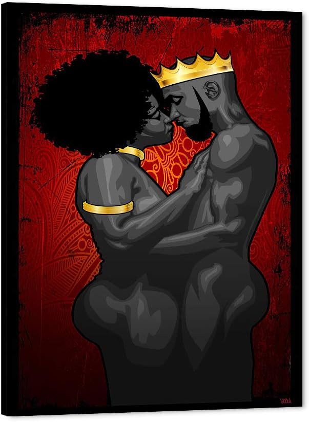 African American Wall Art, Black King and Queen Wall Art, Black Art Wall Art Decor, Black Couple Picture for Living Room Decor